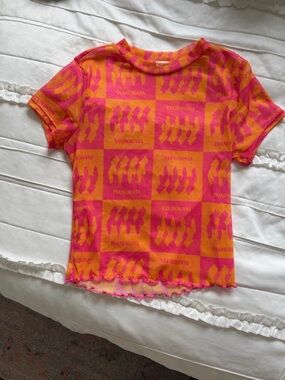 Inamorata Pink mesh Bambi Crop Tee